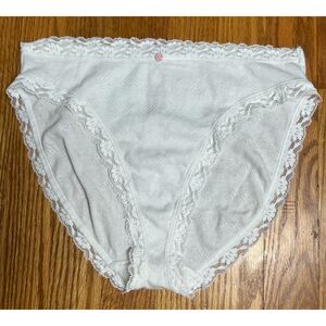 Victoria's Secret High Leg Brief White Sissy Lace Medium Flower Panty M